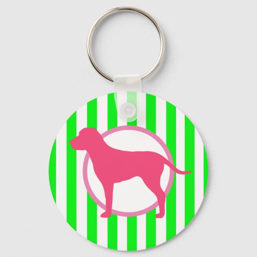 Porte-clés Chien Rayé Rose (Recto)