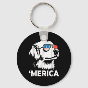 Porte-clés Chien Retriever Doré 4 Juillet Merica