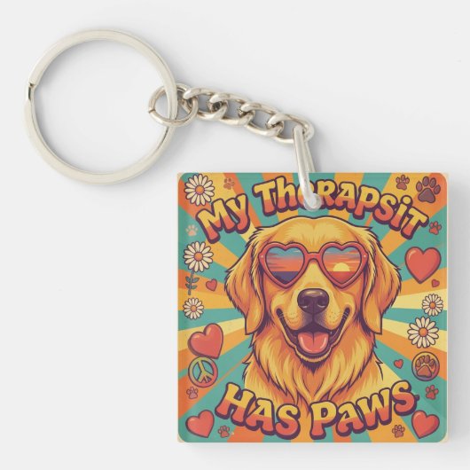 Porte-clés chien Retriever doré drôle (Devant)
