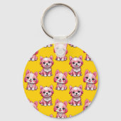 Porte-clés Chien rose Motif design - Jaune (Verso)
