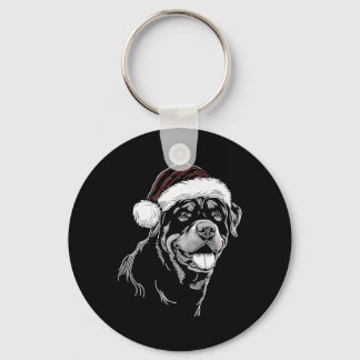 Porte-clés Chien Rottweiler Chapeau de Père Noël Noël Xmas Py