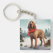 Porte-clés Chien sanglant à Noël de neige (Devant)