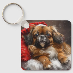Porte-clés Chien Spaniel Tibétain Noël Festif