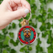 Porte-clés Chien sur un fond vert (Main)