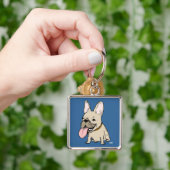 Porte-clés Chien-taureau français amusant avec une énorme lan (main)