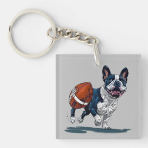 Porte-clés Chien-taureau français jouant au football
