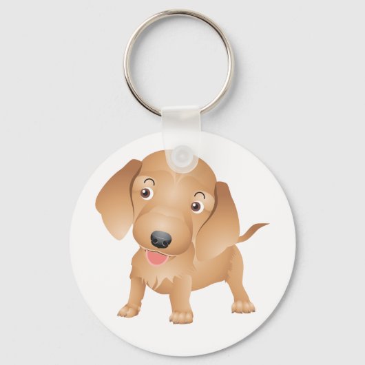 Porte-clés chien teckel blanc (Recto)