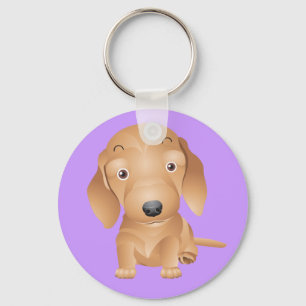 Porte-clés chien teckel violet