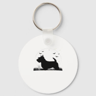 Porte-clés Chien Terrier Skye � Silhouette de lune d'Hallowee