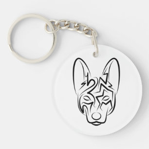 Porte-clés Chien tribal noir et blanc