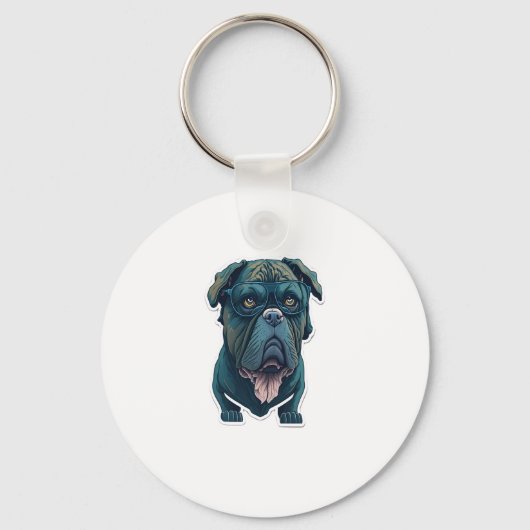 Porte-clés Chien vert avec lunettes (Recto)