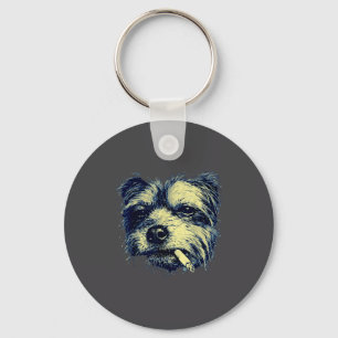 Porte-clés Chien Vintage Fumant une Cigarette Drôle Yorkie Me
