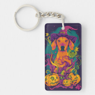 Porte-clés Chien Vizsla effrayant Halloween Sorcière et Citro