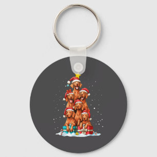 Porte-clés Chien Vizsla Mignon Chapeau de Noël Arbre de Noël