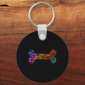 Porte-clés Chien Word Cloud (couleur osseuse) (Recto)