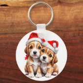 Porte-clés Chiens chiots de Noël (Recto)
