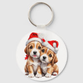 Porte-clés Chiens chiots de Noël (Verso)