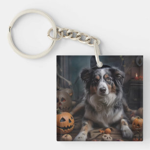 Porte-clés Chiens de Berger Australien Citrouilles Halloween