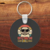 Porte-clés Chiens de café et Pug Rétro Chill (Recto)