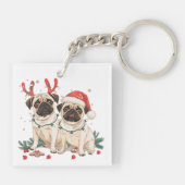 Porte-clés Chiens de Carlin de Noël (Dos)