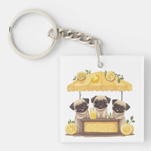 Porte-clés Chiens de carlin Stand de Lemonade (Devant)