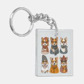 Porte-clés Chiens de Corgi gallois branchés (Devant gauche)