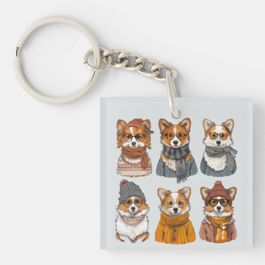 Porte-clés Chiens de Corgi gallois branchés (Devant)