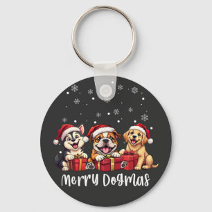 Porte-clés Chiens de Noël Chiens de Noël Joyeux Dogmas