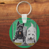 Porte-clés Chiens écossais Blackie et Whitie à la radio (Recto)