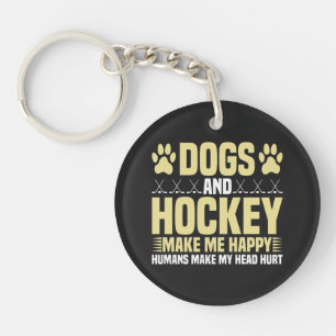 Porte-clés Chiens et hockey me rendent heureux