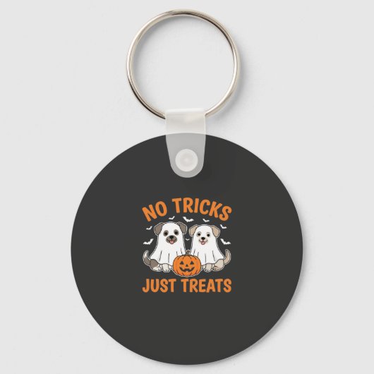 Porte-clés Chiens fantômes Halloween sans farces juste des fr (Recto)