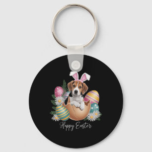 Porte-clés Chiens Floraux Jour de Pâques Mignon Chien Beagle 