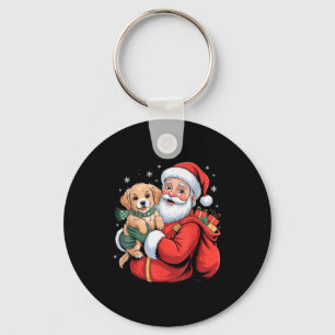 Porte-clés Chiens Golden Retriever Chiot Père Noël Noël Drôle