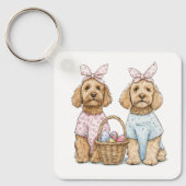 Porte-clés Chiens Goldendoodle de Pâques (Recto)