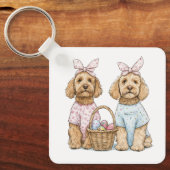 Porte-clés Chiens Goldendoodle de Pâques (Recto)