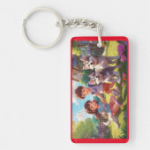 Porte-clés Chiens Husky monogrammés s'amusant avec des enfant (Devant)