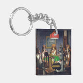 Porte-clés Chiens Jouer Poker Porte - clé Acrylique Personnal (Devant gauche)