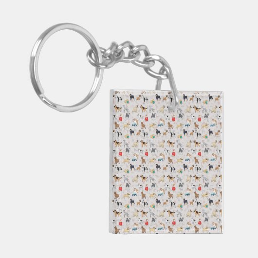 Porte-clés Chiens mignons Design Motif Blanc (Devant gauche)