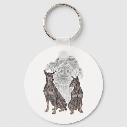 Porte-clés Chiens noirs Doberman (Recto)