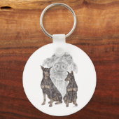 Porte-clés Chiens noirs Doberman (Recto)