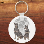 Porte-clés Chiens noirs Doberman pour clés (Recto)