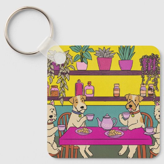 Porte-clés Chiens prenant le thé de l'après-midi (Recto)