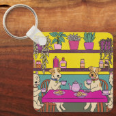 Porte-clés Chiens prenant le thé de l'après-midi (Recto)