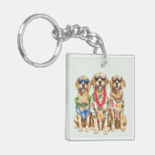Porte-clés Chiens Retriever Doré Hawaïen Fleur Lei (Devant gauche)