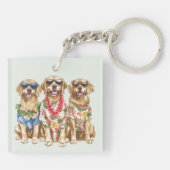 Porte-clés Chiens Retriever Doré Hawaïen Fleur Lei (Dos)