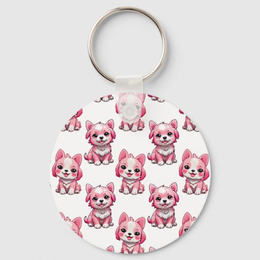 Porte-clés Chiens roses mignons - Blanc (Recto)