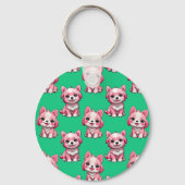 Porte-clés Chiens roses mignons - Vert (Verso)