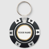 Porte-clés Chiffre de poker personnalisable noir blanc porte (Verso)