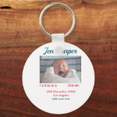Porte-clés Chiffres de naissance bébé ajouter nom lieu date d (Verso)