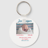 Porte-clés Chiffres de naissance bébé ajouter nom lieu date d (Verso)